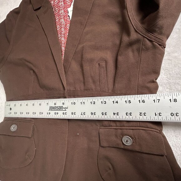 CAbi 525 Womens Brown One-Button Blazer Jacket Size 10 Red Patterned Lining New - Picture 10 of 10